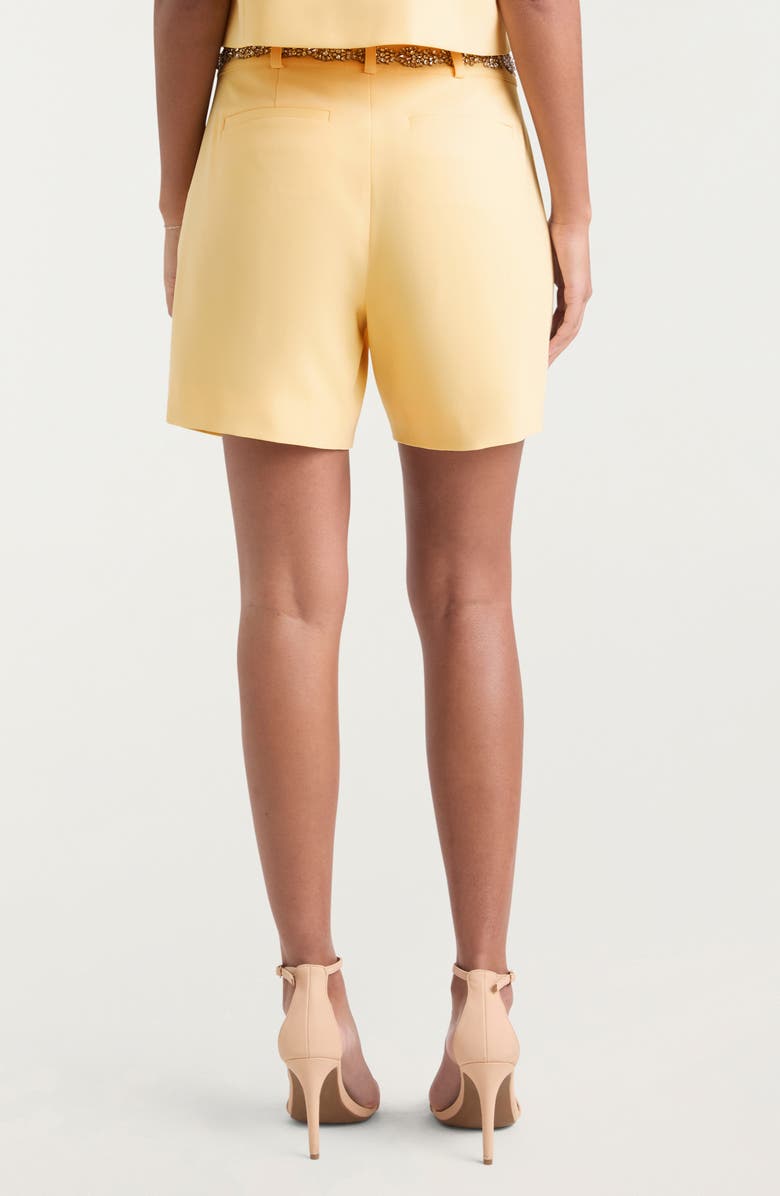 Cinq à Sept Samina Crystal Detail Stretch Cotton Shorts, Alternate, color, Butter
