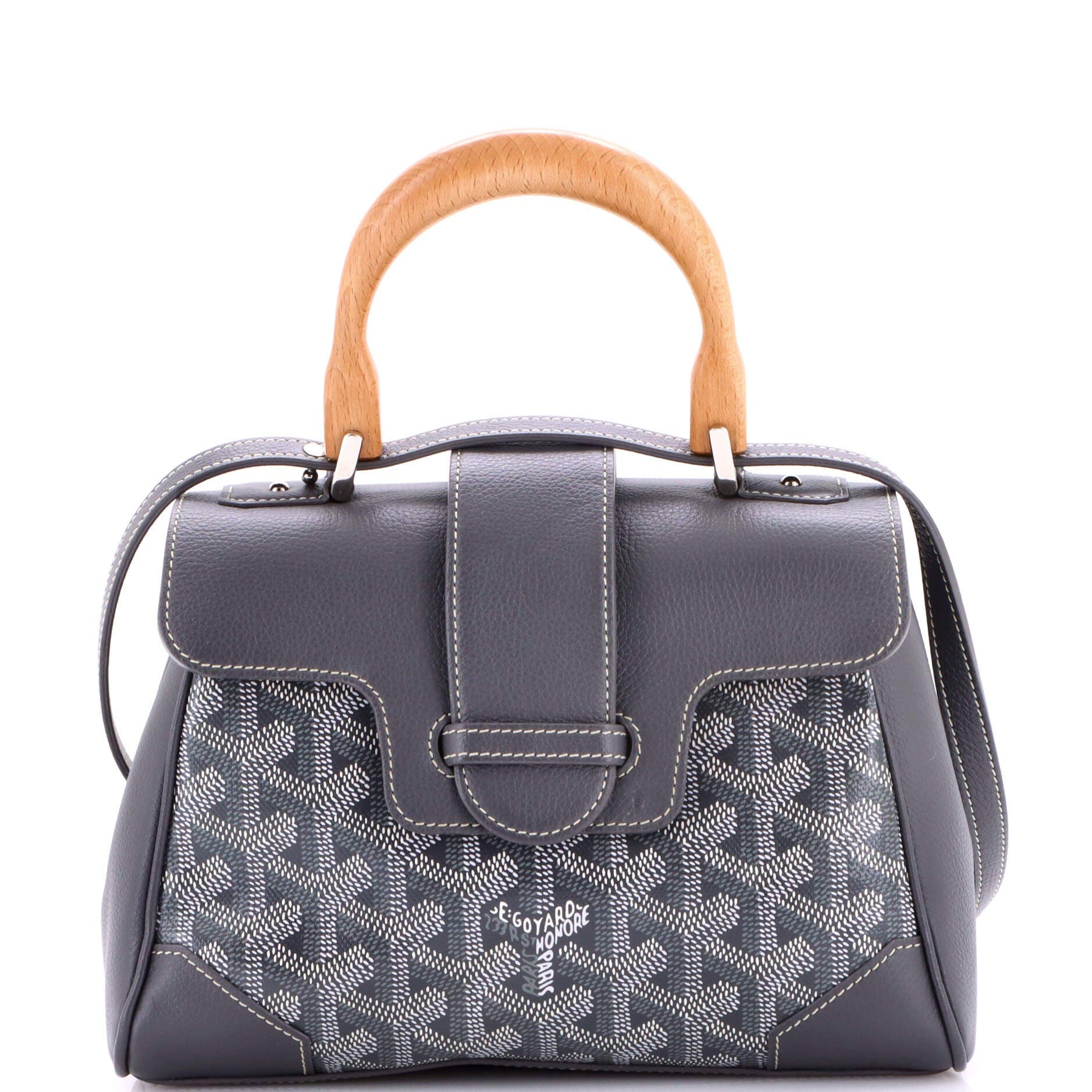 Pre-Owned Goyard Saigon Top Handle Bag Coated Canvas with Leather Mini, Main, color, Gray