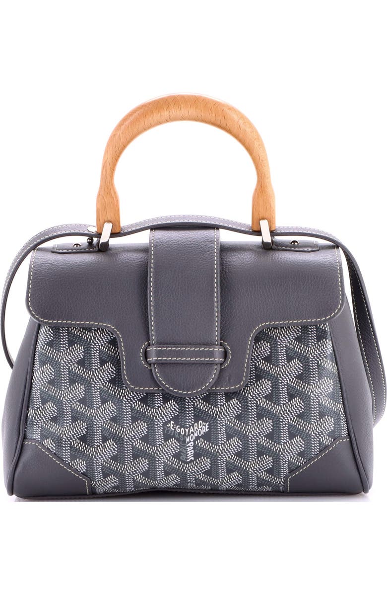 Pre-Owned Goyard Saigon Top Handle Bag Coated Canvas with Leather Mini, Main, color, Gray