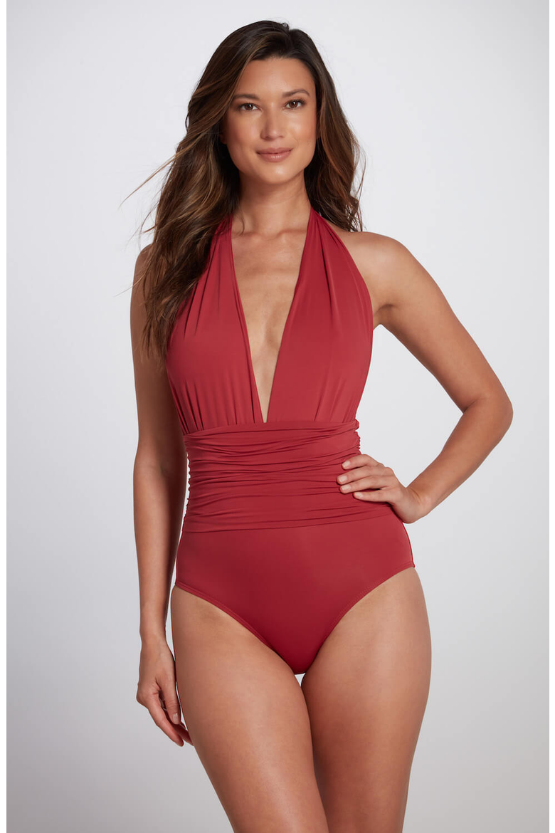 Eva Halter One Piece Swimsuit, Main, color, Red Terracotta