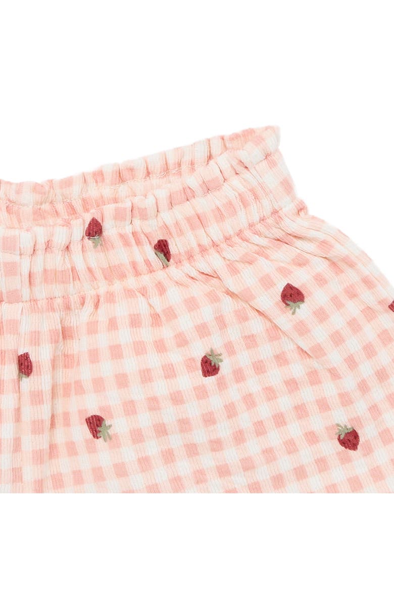 Floral Top and Shorts Set, Alternate, color, Strawberry Gingham