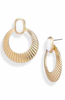 NORDSTROM RACK Faux Pearl Ridge Frontal Hoop Earrings