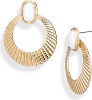 NORDSTROM RACK Faux Pearl Ridge Frontal Hoop Earrings