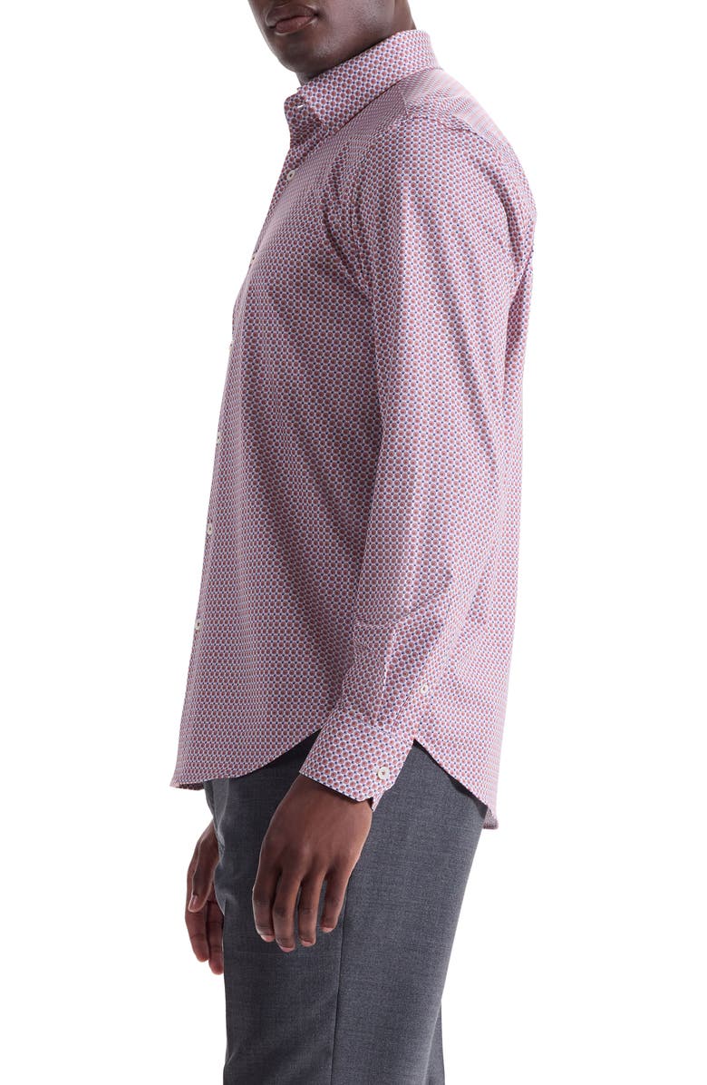 Bugatchi Jules OoohCotton<sup>®</sup> Medallion Print Button-Down Shirt, Alternate, color, Coral