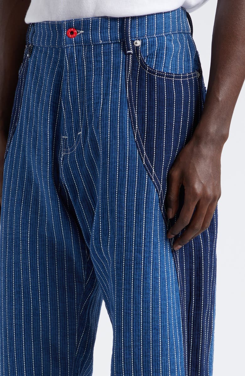 KENZO Pinstripe Patchwork Loose Fit Jeans, Alternate, color, 