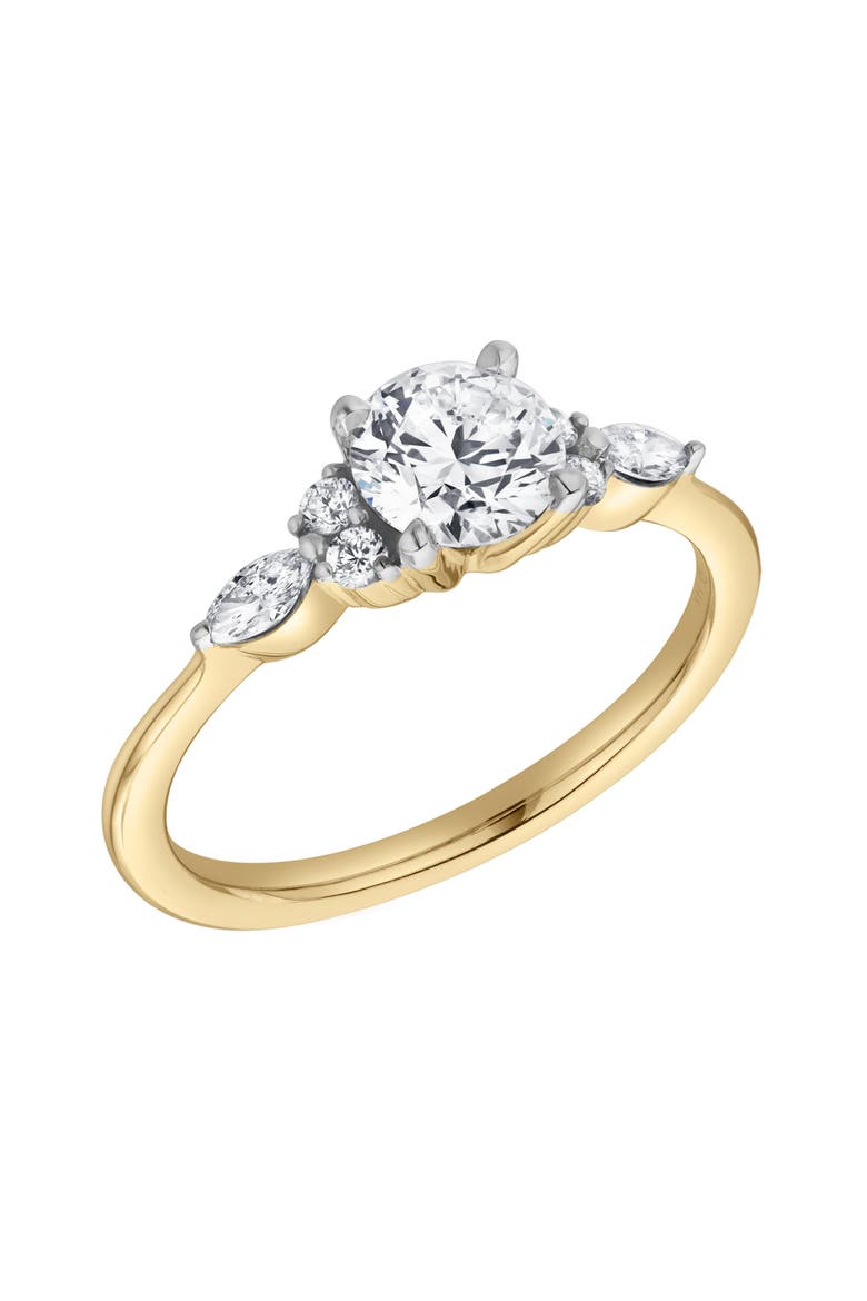 Elora 14K Gold Round & Marquise Cut Lab Grown Diamond Engagement Ring - 1 Ct, Alternate, color, 14K Yellow Gold
