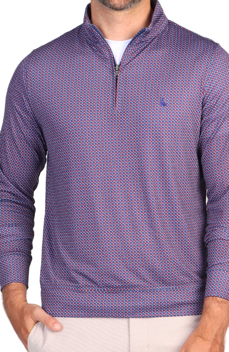 TailorByrd Football Print Performance Quarter Zip Pullover, Alternate, color, Purple/ Burgundy
