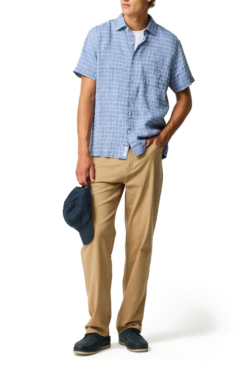 Rodd & Gunn Croftview Check Short Sleeve Linen & Cotton Button-Up Shirt, Alternate, color, Eclipse