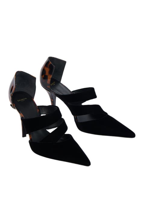 Velvet and Printed Patent Leather Courts