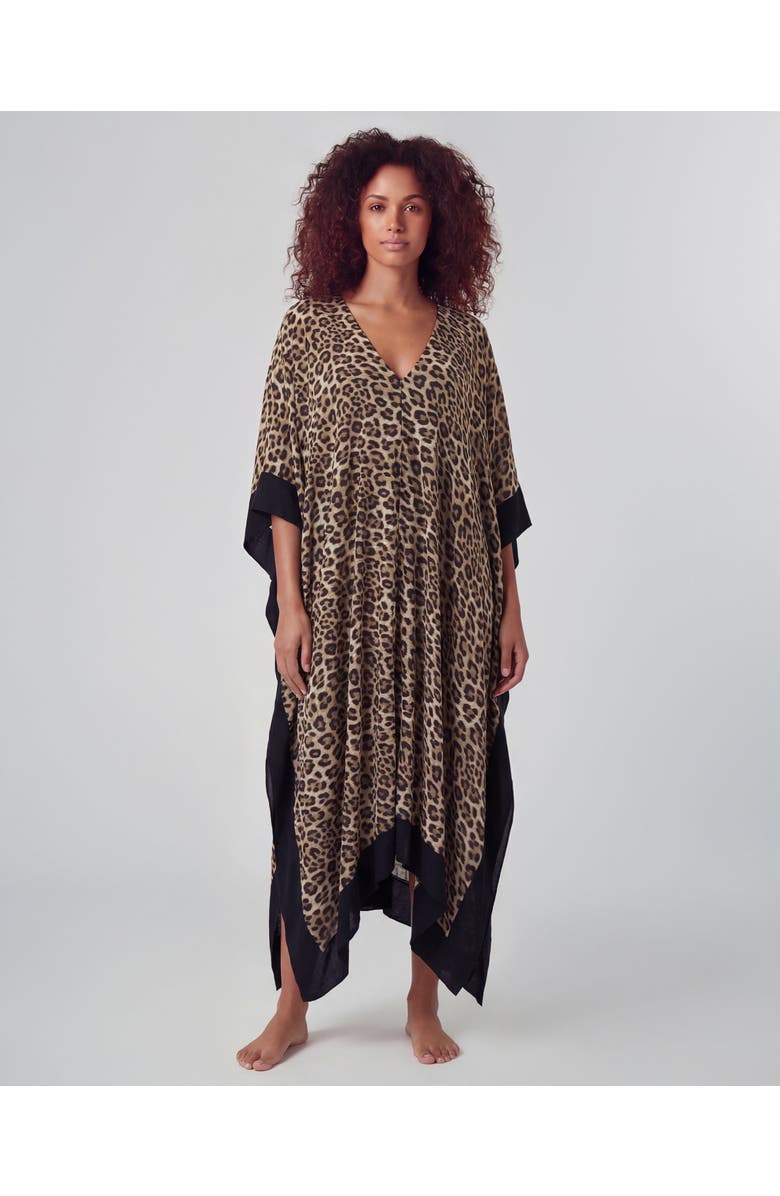 Lords of Harlech Leopard Womens Kaftan, Main, color, Leopard Brown