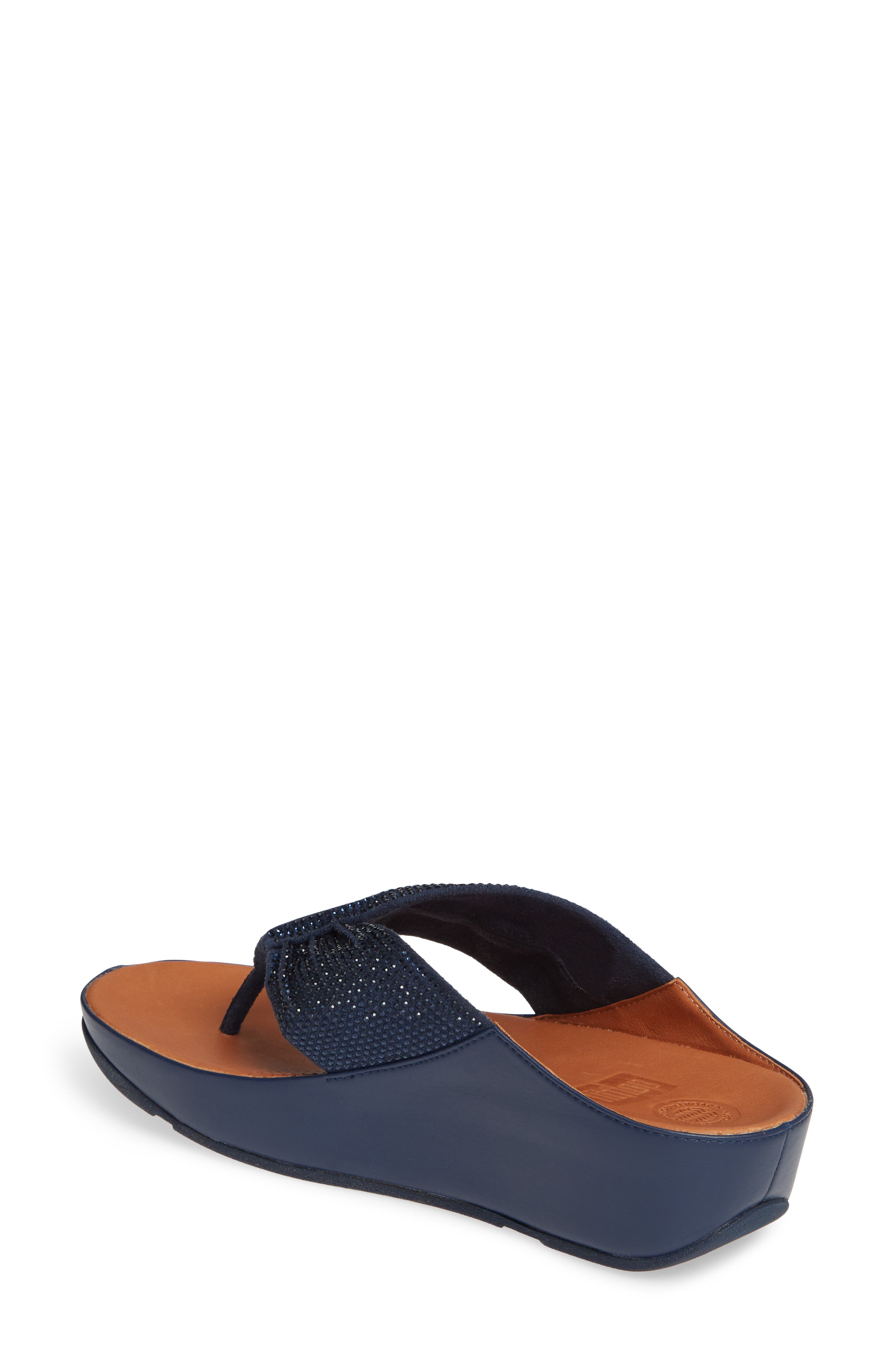 FitFlop Twiss Crystal Flip Flop, Alternate, color, Midnight Navy