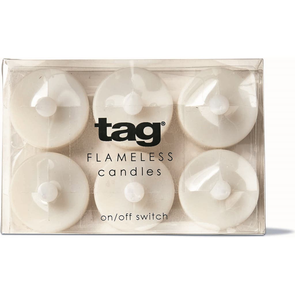 Tag Set Of 6 Ivory Led Tealights Flameless Candles Everyday Use In Neutral