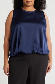 Renee C Bubble Hem Satin Tank
