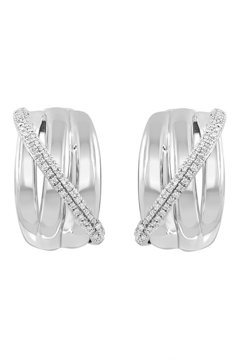 Diamond Hoop Earrings - 0.34ct., Main, color, METALLIC SILVER