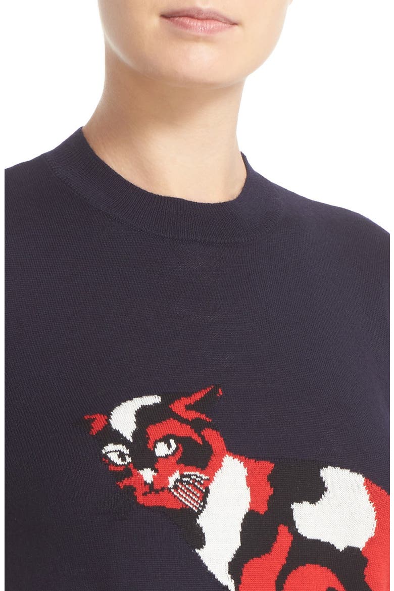 Intarsia Knit Cat Sweater, Alternate, color, NAVY