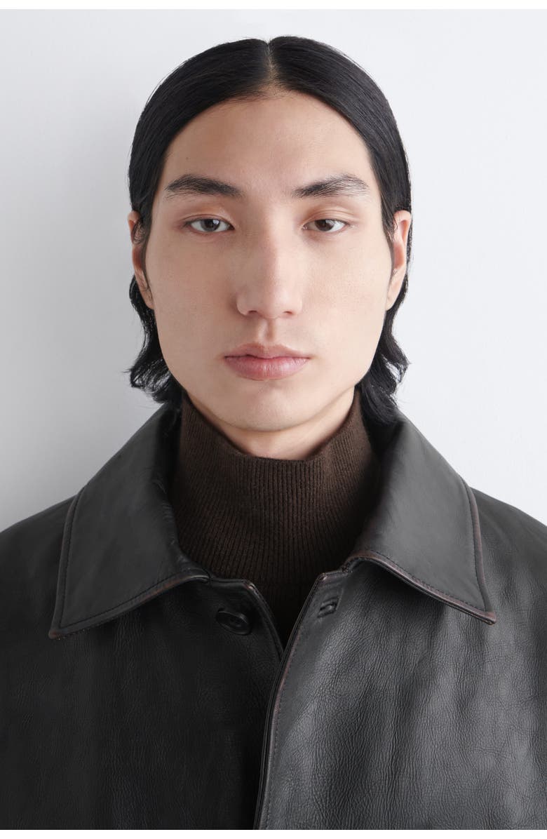 COS Knitted Wool-Yak Mock-Neck Vest, Main, color, Dark Brown