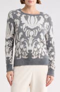 T Tahari Bateau Neck Jacquard Sweater