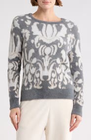T Tahari Bateau Neck Jacquard Sweater