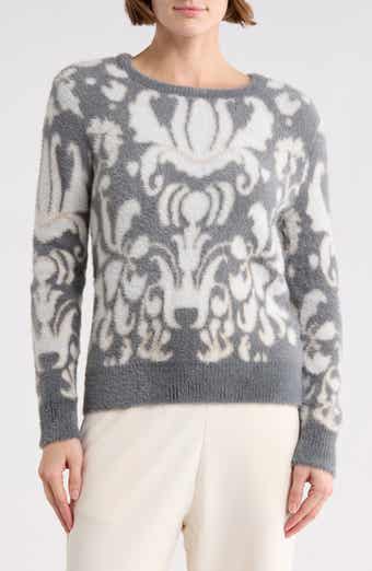 T Tahari Bateau Neck Jacquard Sweater