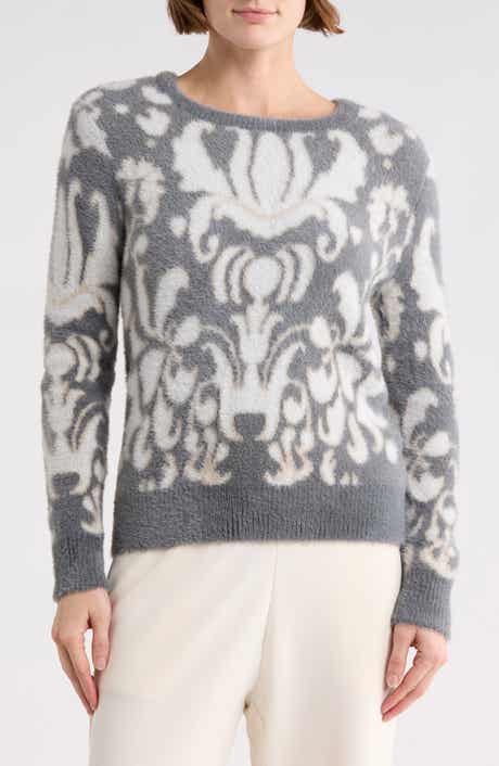 T Tahari Bateau Neck Jacquard Sweater