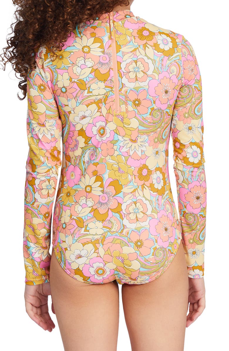 Billabong Kids' Ain't She A Beaut Long Sleeve One-Piece Rashguard Swimsuit, Alternate, color, 