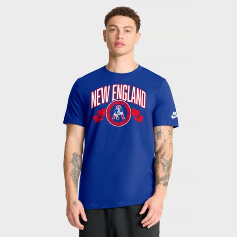 Men's Nike Royal New England Patriots Rewind Front and Back Hit Essential T-Shirt