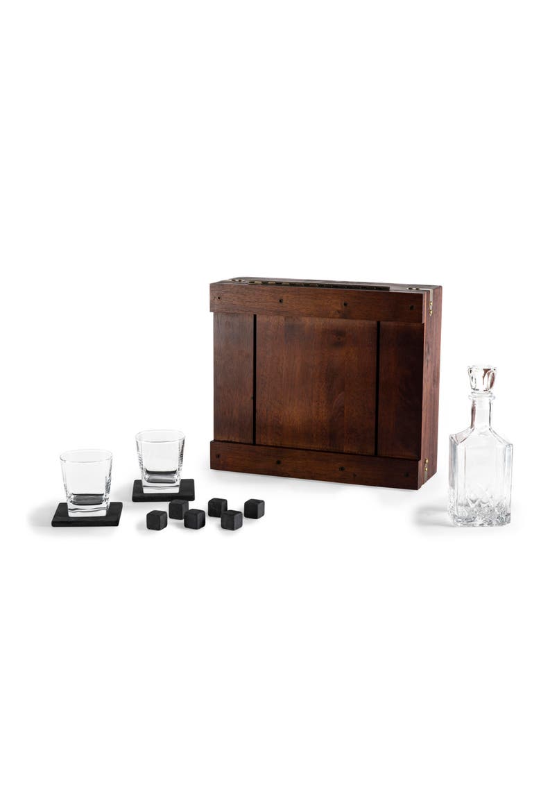 Whiskey Box with Decanter, Main, color, BROWN