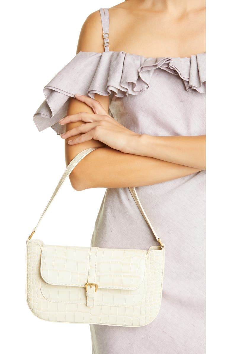 By Far Miranda Croc Embossed Leather Bag, Alternate, color,