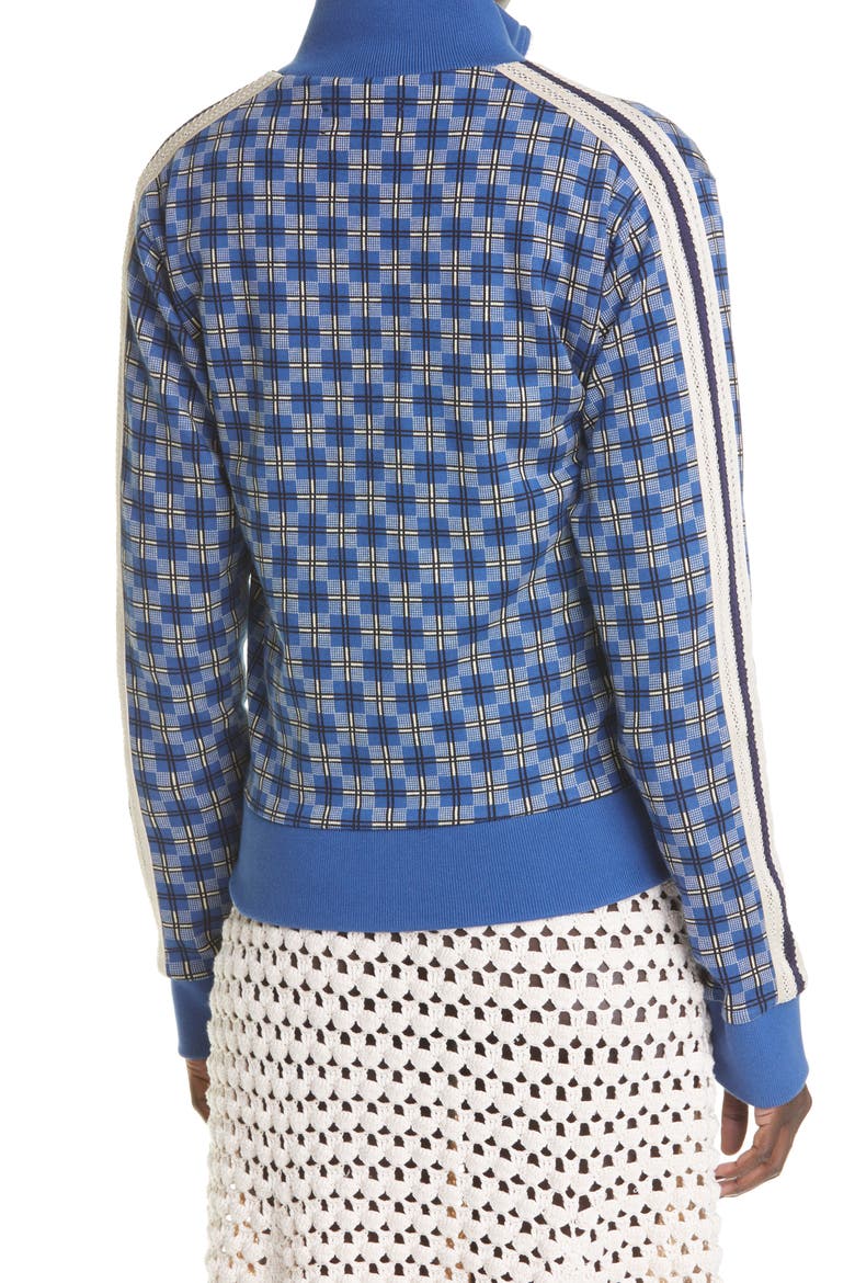 London Plaid Cotton Tracksuit Jacket, Alternate, color, BLUE/ BLACK/ PALE YELLOW