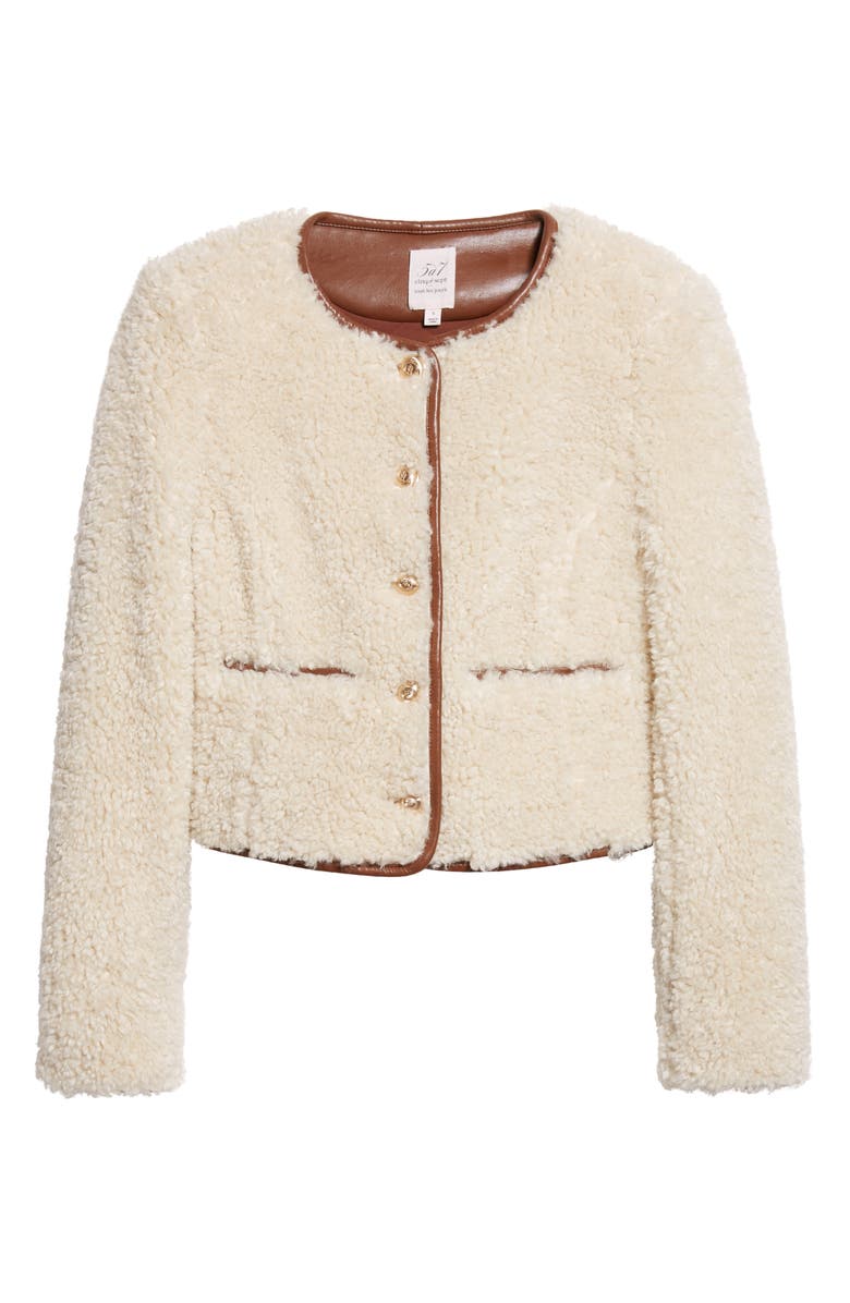 Cinq à Sept Naia Faux Shearling Jacket, Alternate, color, Ivory/ Dark Sepia