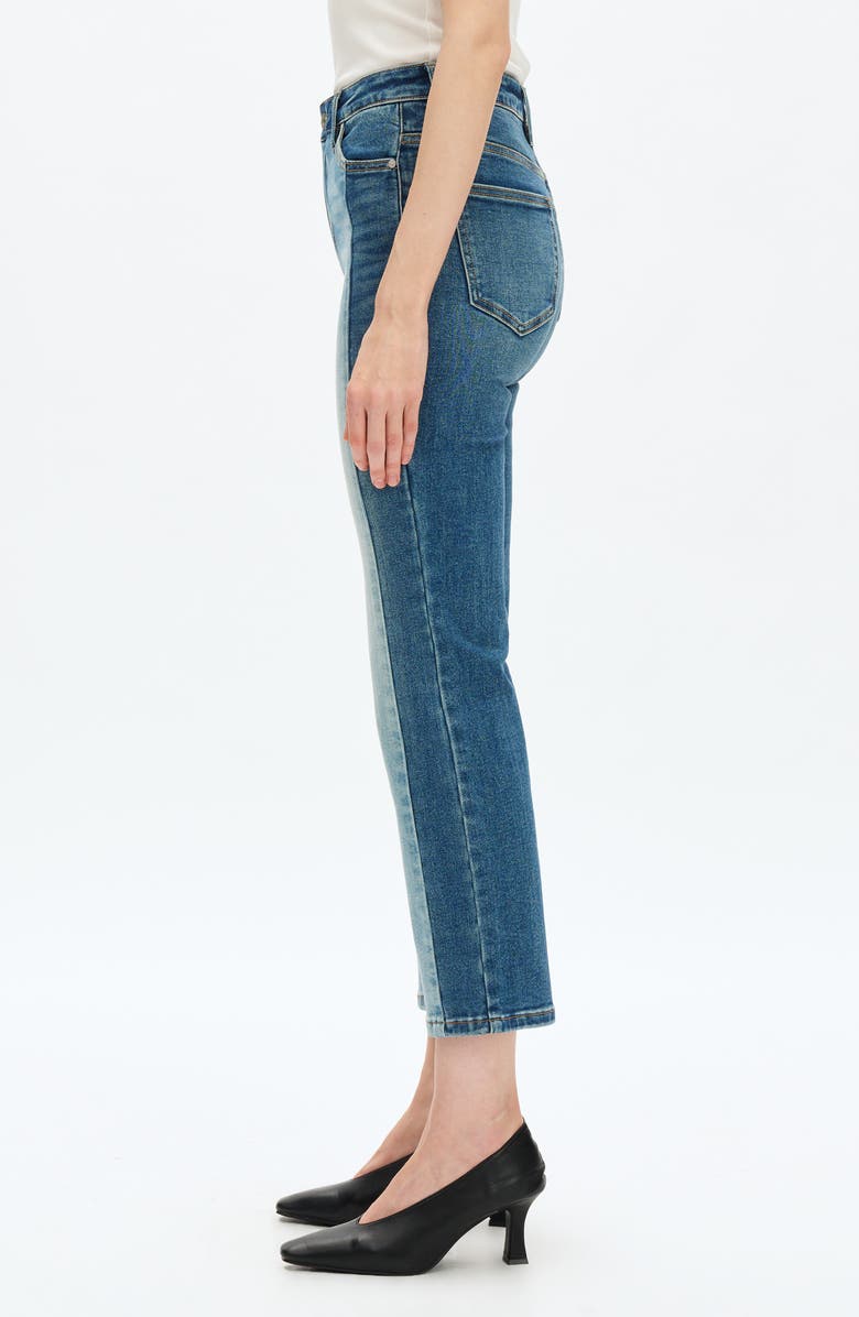 Bayeas Two-Tone High Waist Straight Leg Jeans, Alternate, color, 