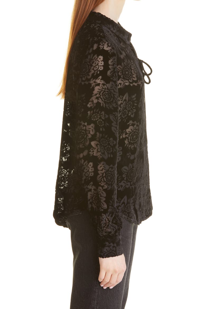 Ivonne Floral Burnout Velvet Top, Alternate, color, BLACK