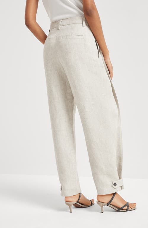 Brunello Cucinelli Linen Cover Tapered Trousers In Cool Beige