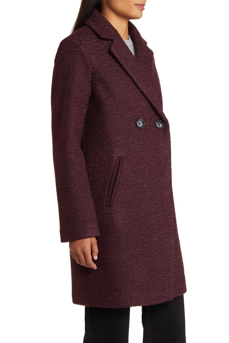 Bouclé Tweed Double Breasted Coat, Alternate, color, BURGUNDY