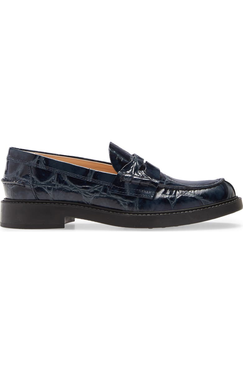 Tod's Croc Embossed Penny Loafer, Alternate, color,