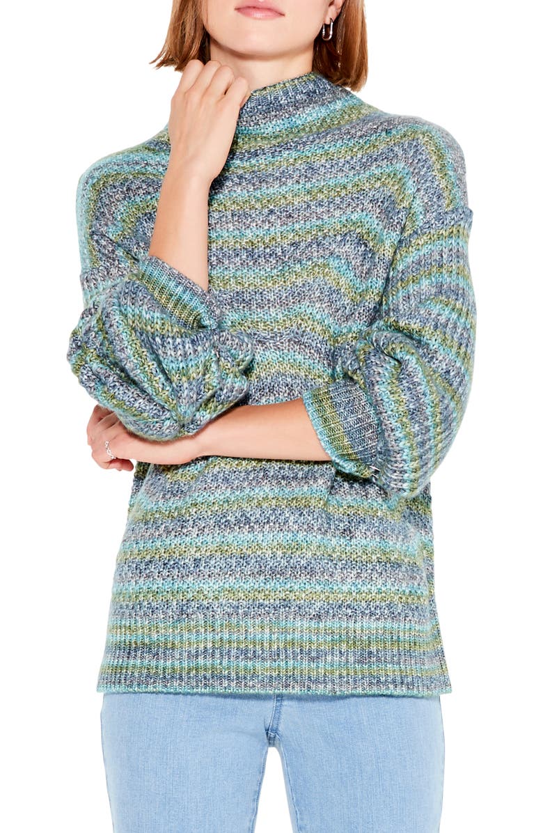 NIC+ZOE Solstice Space Dye Funnel Neck Sweater, Main, color, 
