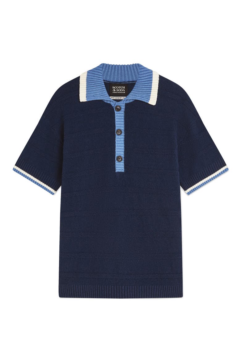 Loose Fit Contrast Trim Polo, Alternate, color, PAGEANT BLUE