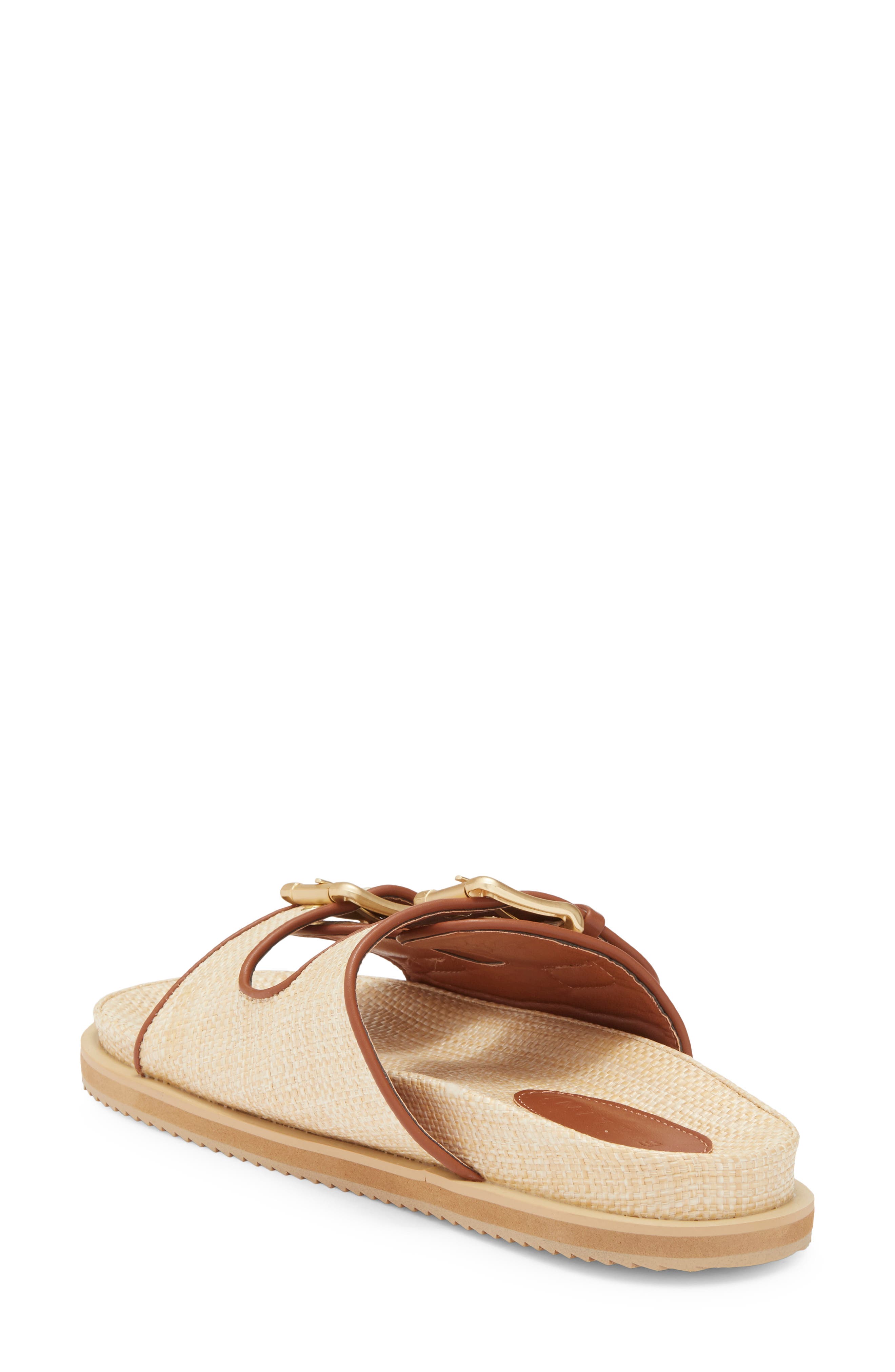 Tenzin Slide Sandal, Alternate, color, NATURAL RAFFIA