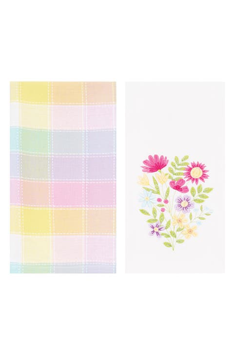 Colorblock Plaid Set of 2 Cotton Kitchen Towels