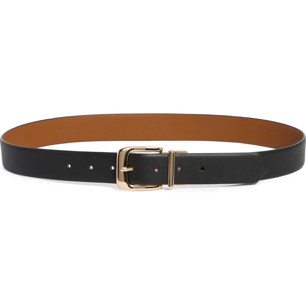 Vince Camuto Reversible Belt In Black/gold