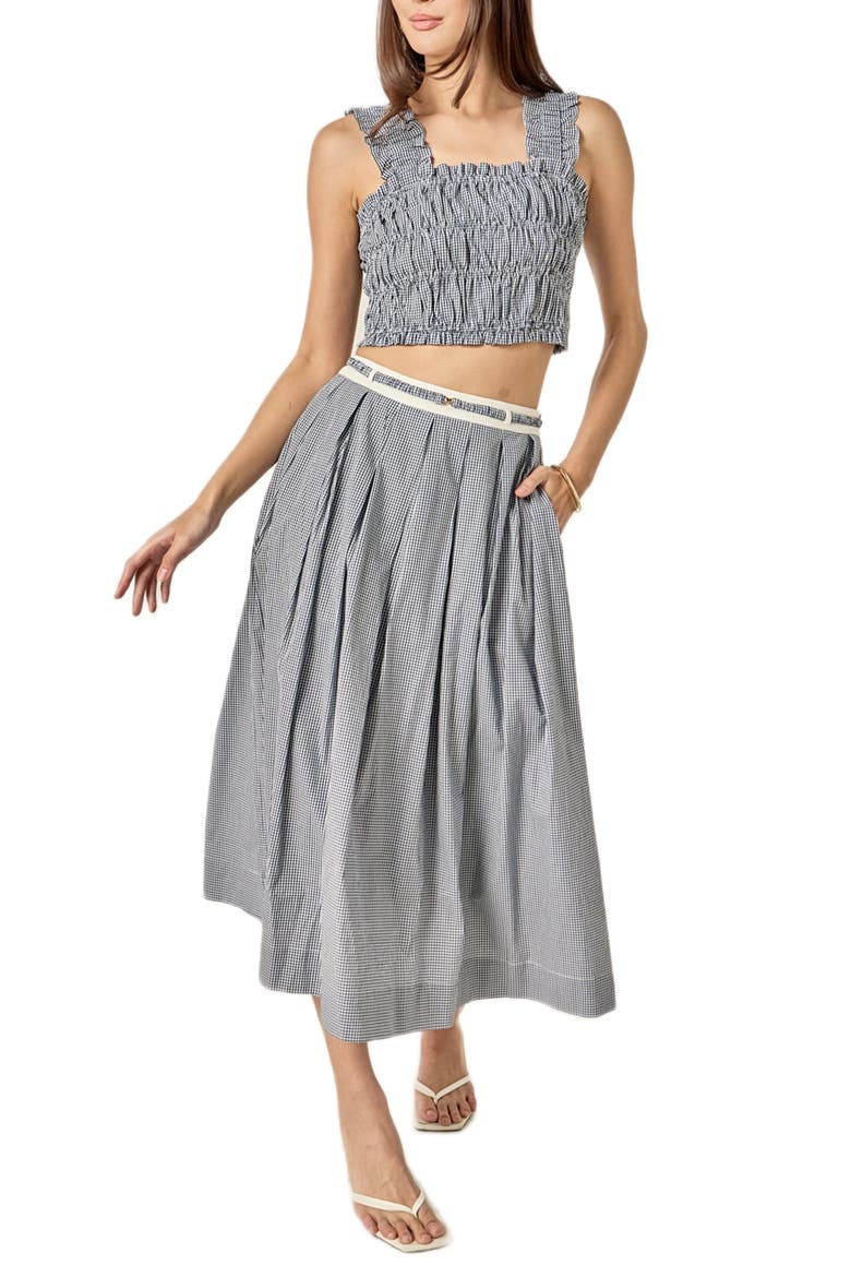 Plaid Smocked Crop Tank, Alternate, color, BLUE