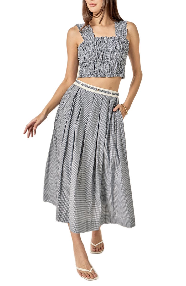 English Factory Plaid Smocked Crop Tank, Alternate, color, Blue