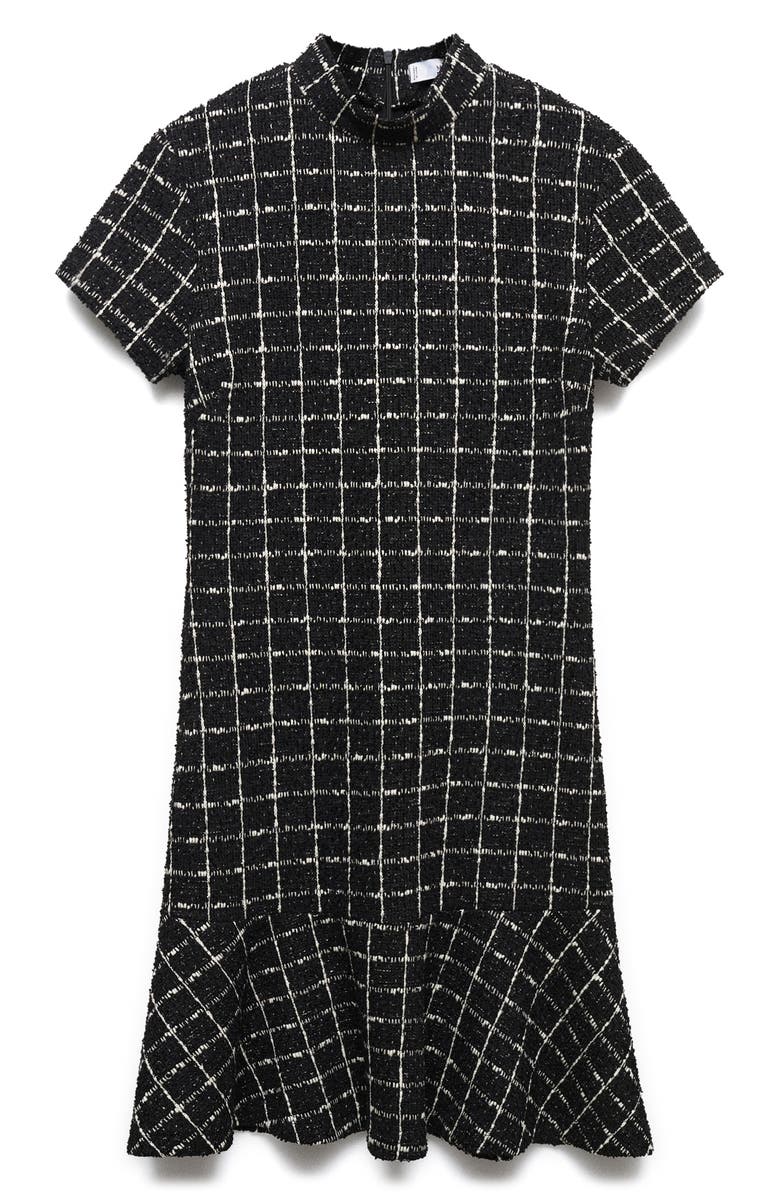 MANGO Ruffle Hem Tweed Dress, Alternate, color, 