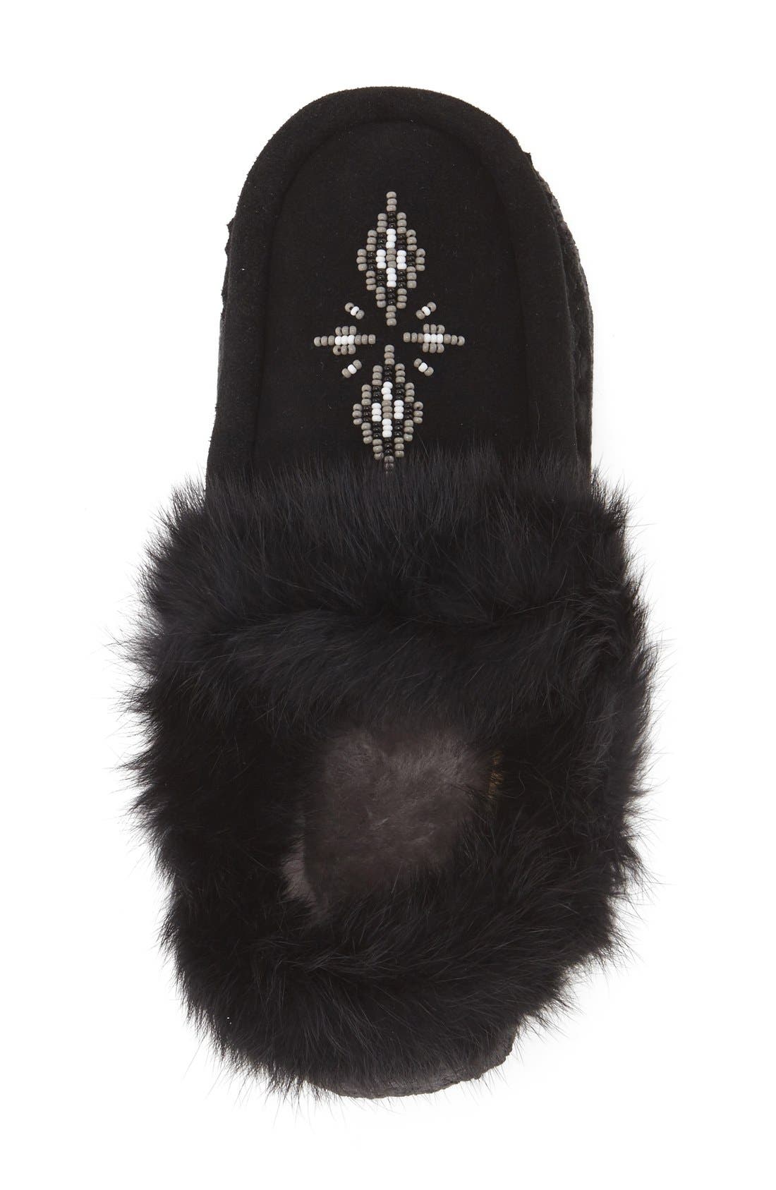 Manitobah Mukluks Genuine Shearling and Rabbit Fur Mukluk Slipper, Alternate, color, 