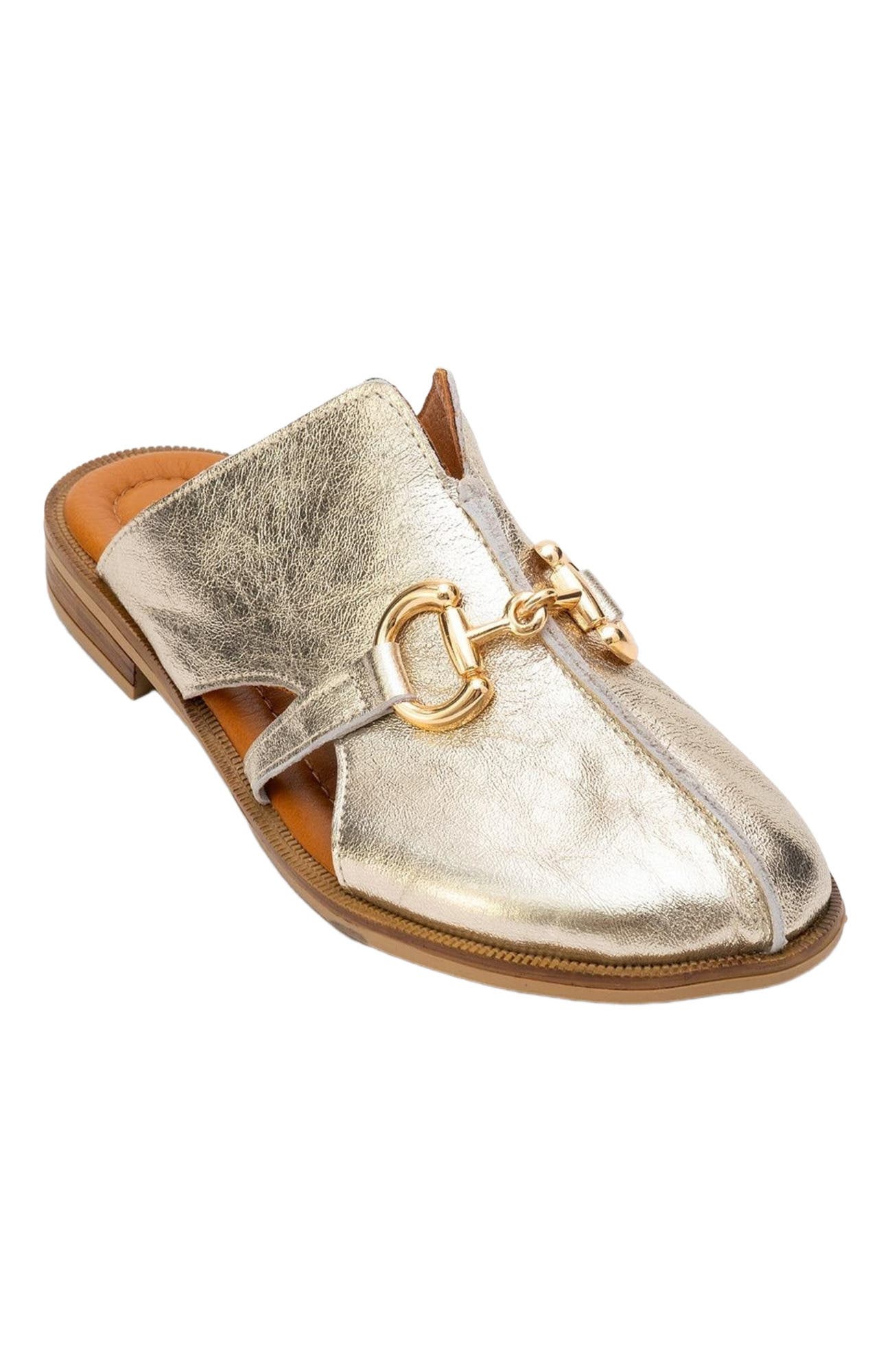 Forever & Always Shoes Favor Leather Mules, Alternate, color, Gold Leather