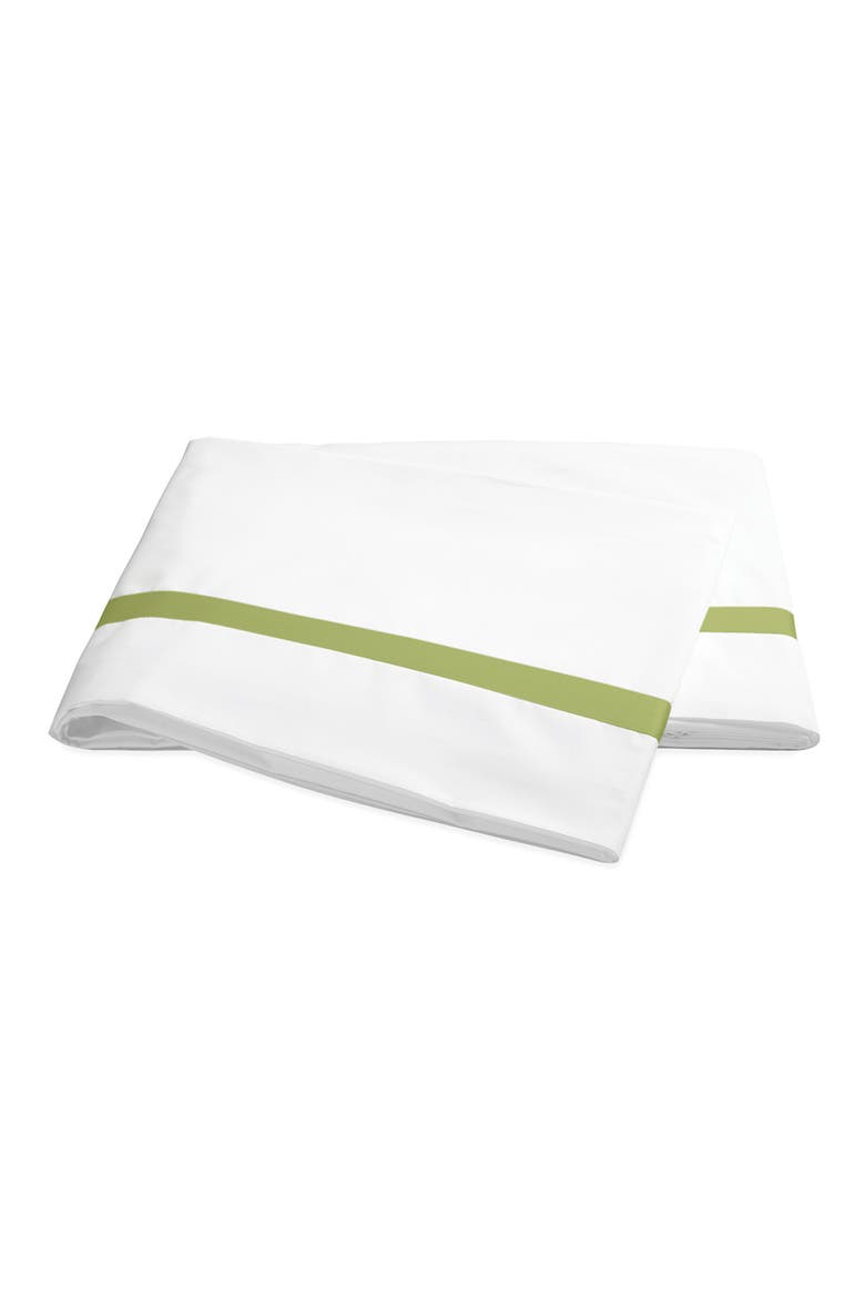 Lowell 600 Thread Count Flat Sheet, Main, color, WHITE/ GRASS