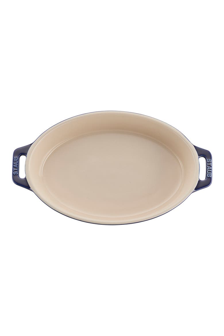 2-Piece Enameled Ceramic Oval Baking Dishes, Alternate, color, DARK BLUE