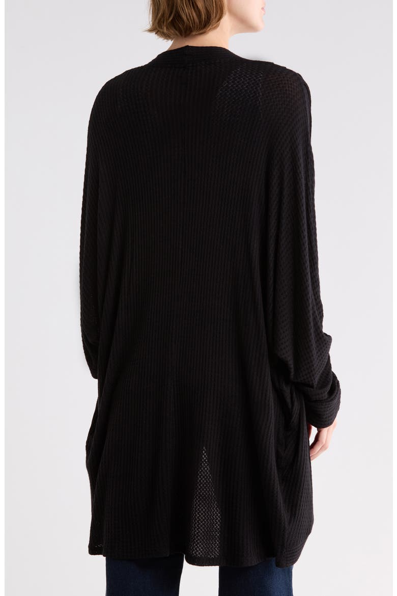 Oversized Waffle Cardigan, Alternate, color, BLACK
