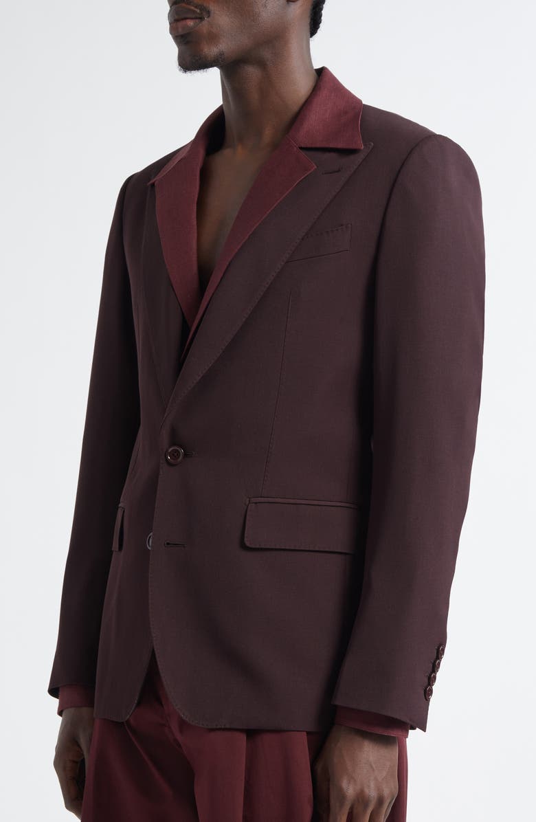 Dolce&Gabbana Single Breasted Wool Blazer, Alternate, color, M5039 Brown Dark Violet