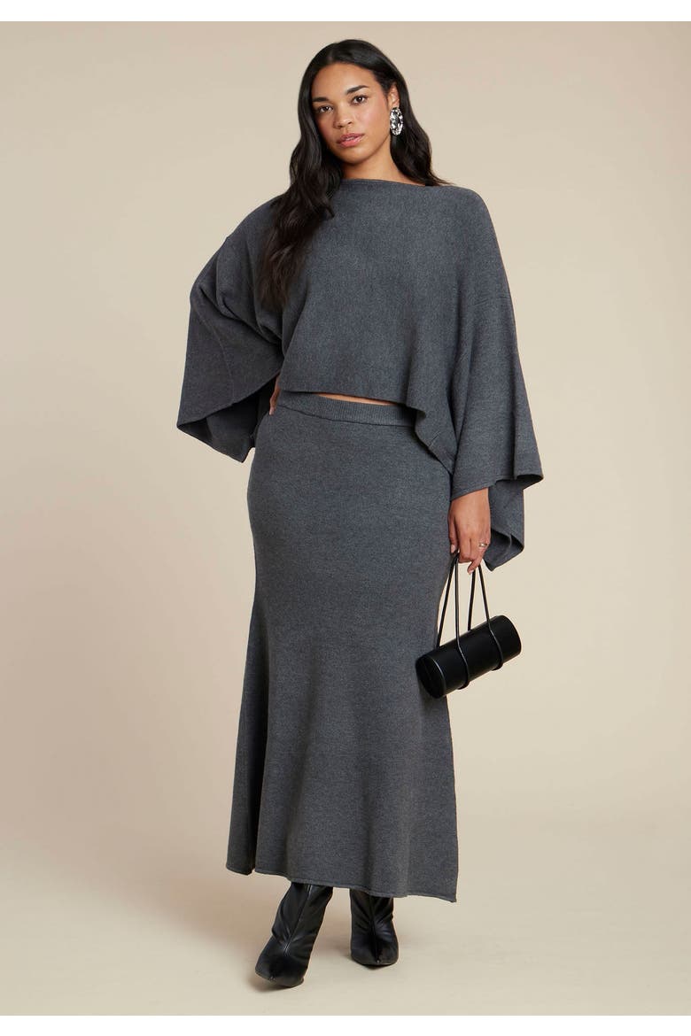 Draped Cropped Sweater, Alternate, color, DARK HEATHER GREY